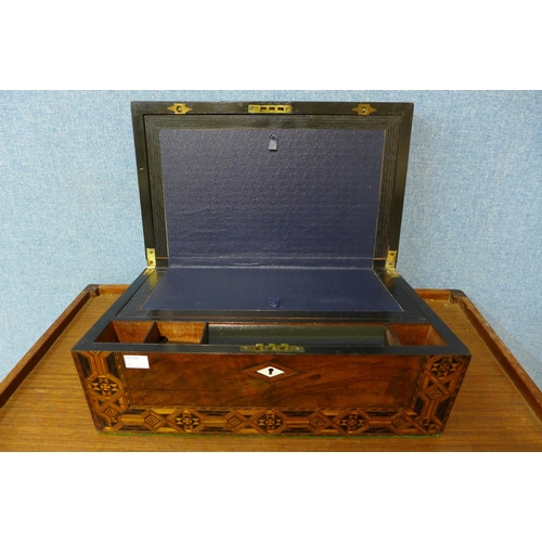 292 - A Victorian inlaid walnut writing slope