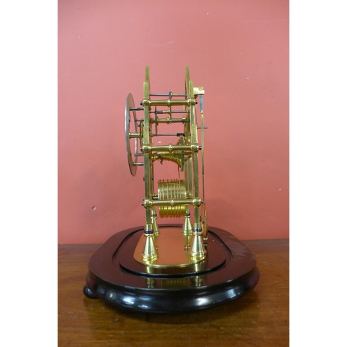 312 - A gilt metal six spoke fusee skeleton clock