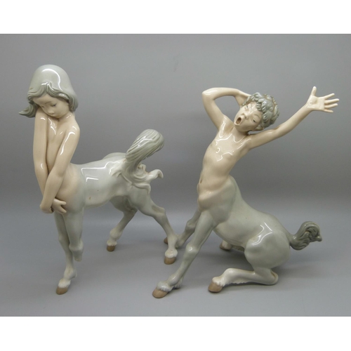 608 - Two Lladro centaurs, one a/f, part leg missing