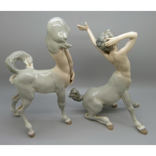 608 - Two Lladro centaurs, one a/f, part leg missing