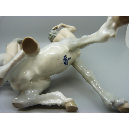 608 - Two Lladro centaurs, one a/f, part leg missing