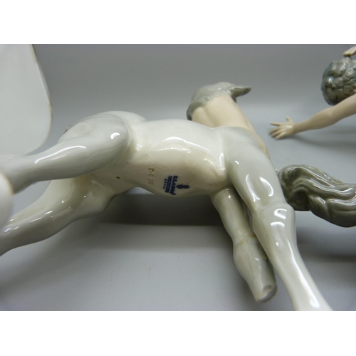 608 - Two Lladro centaurs, one a/f, part leg missing