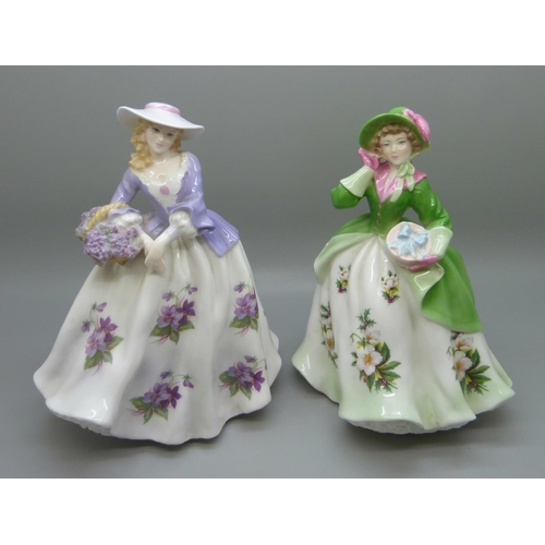 612 - Two Royal Worcester limited edition figures; Sweet Holly and Sweet Violet