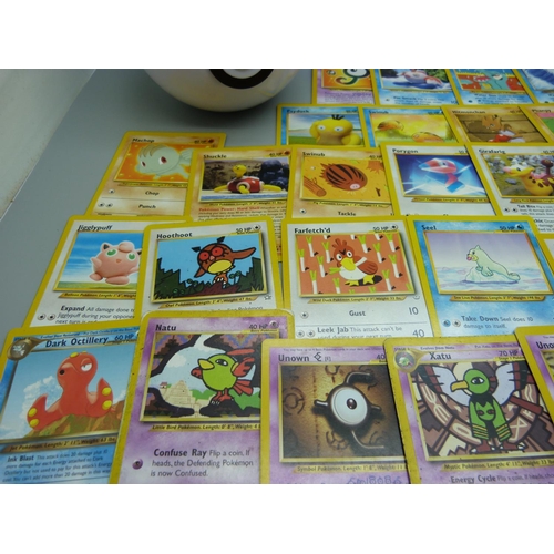 617 - Eighty 1995-2000 Pokemon cards, in Pokeball tin