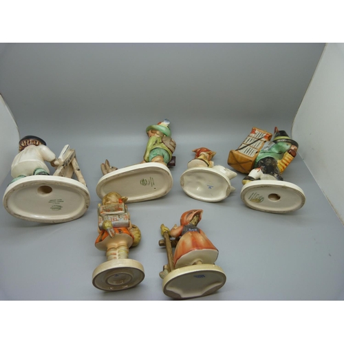 627 - Six West German figures, three Hummel and three Friedel, two Friedel a/f