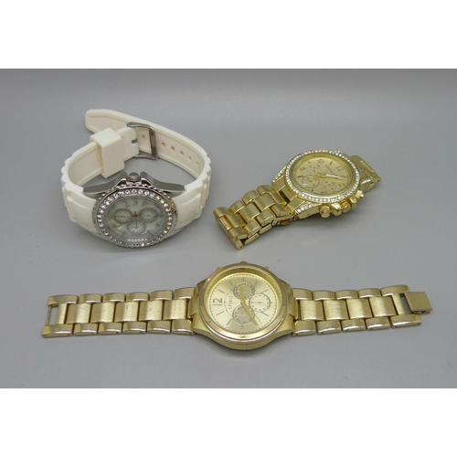 637 - Three wristwatches, Michael Kors and two others