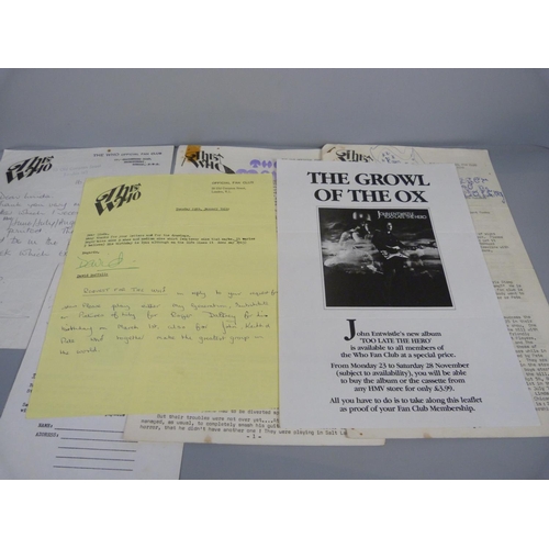 662 - The Who 1960's Fan Club items