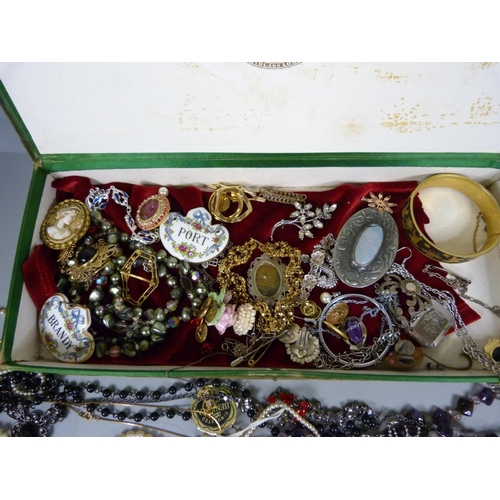 728 - Costume jewellery, etc., some silver chains