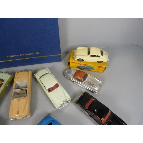 730 - A collection of Dinky Toys including 182 Porsche 356A Coupe with box, Corgi Toys and a Dinky Toys bo... 