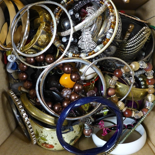 736 - A box of costume bangles and bracelets