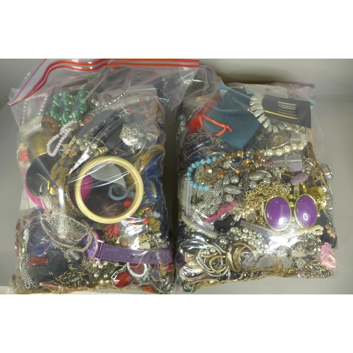 743 - Two bags of costume jewellery