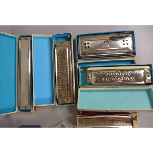 755 - A collection of harmonicas including German, Italian, etc.