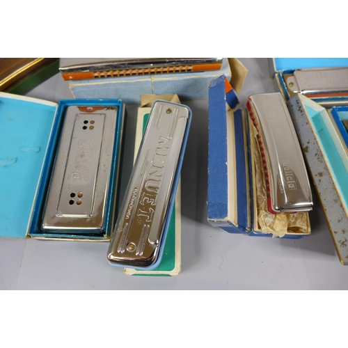 755 - A collection of harmonicas including German, Italian, etc.