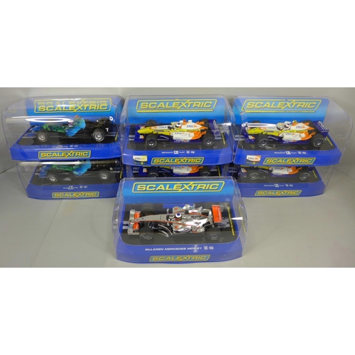 776 - Seven Scalextric F1 cars - duplicates