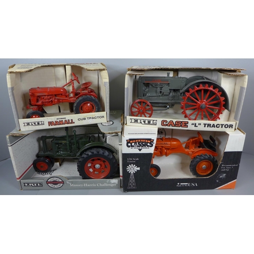 780 - Four models of tractors, Ertl x3, Agco Allis, boxed