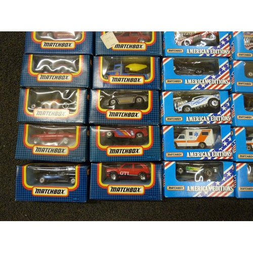 793 - Twelve Matchbox and thirteen Matchbox American Editions die-cast model vehicles, boxed