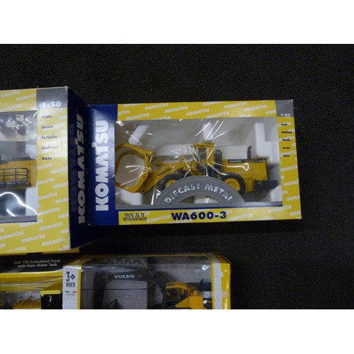 796 - Five mixed die-cast construction vehicles, Britains, Cat and Kobatsu, boxed