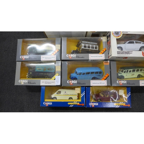 805 - A collection of die-cast model vehicles, Corgi Classics and two other Corgi plus three Burago, boxed