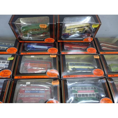 818 - A box of twenty-two EFE die-cast model buses, boxed