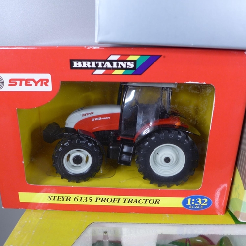 836 - Four die-cast model tractors, including Britains and Siku