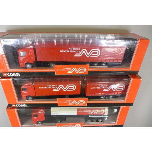 840 - Five Corgi and one Tekno HGV die-cast model vehicles, boxed