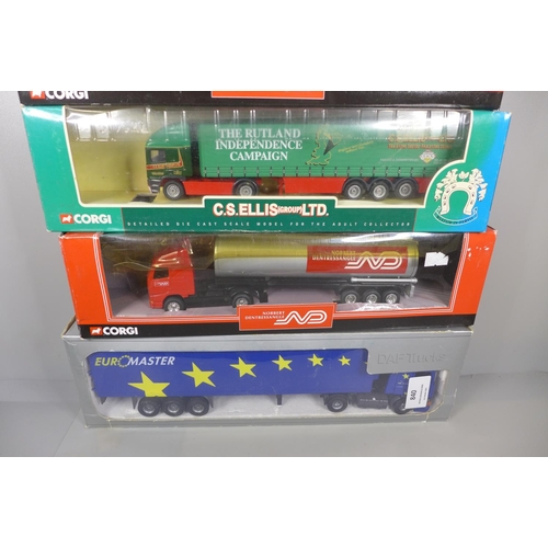 840 - Five Corgi and one Tekno HGV die-cast model vehicles, boxed