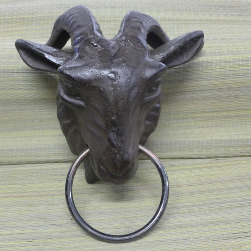 2413 - Goat head with ring * this lot is subject to VAT