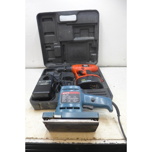 2022 - Bosch sander and Black & Decker 18v drill (KC1882F)