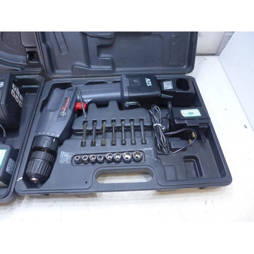 2046 - Pro Performance drill and bits in box, Power G 18v cordless drill, battery and charger