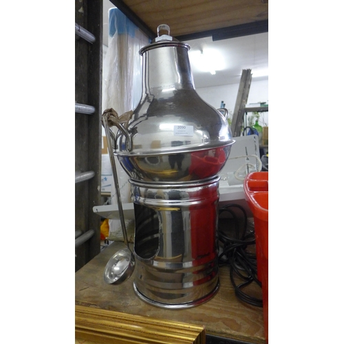 2090 - Metal samovar, mulled wine warmer with burner stand