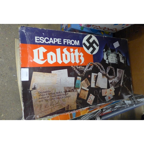 2101 - Vintage board games; Colditz, Hangman, etc.