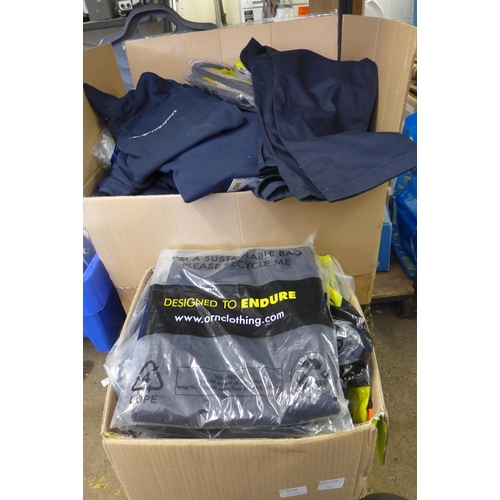 2118 - Large box of workwear clothing trousers and t-shirts