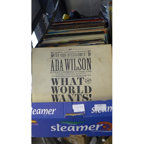 2189 - 3 Trays, approx. 300 LP records, 33rpm mixed genres from 1960's to 1980's