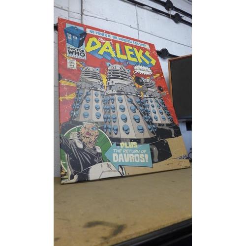 2202 - 3 large canvas wall art prints: Daleks, Hulk, Dead Pool