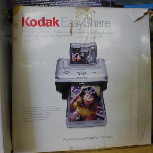 2215 - Kodak Easy Share photo printer with slide converter and boxed Casio Powergraphic scientific calculat... 