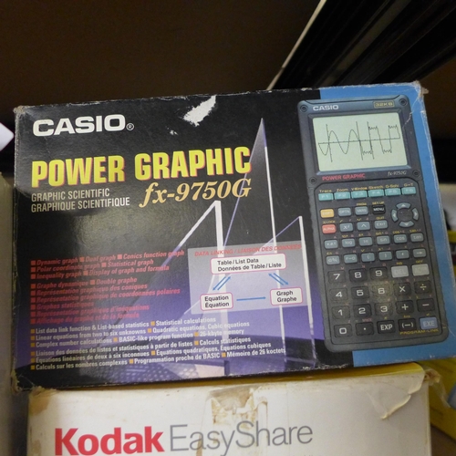 2215 - Kodak Easy Share photo printer with slide converter and boxed Casio Powergraphic scientific calculat... 