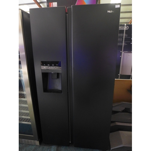 3030 - Haier Black 2 Door Side By Side American Style Fridge Freezer (Model: HSOBPIF9183), Original RRP £58... 