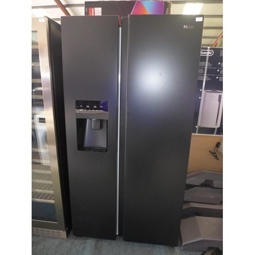 3030 - Haier Black 2 Door Side By Side American Style Fridge Freezer (Model: HSOBPIF9183), Original RRP £58... 