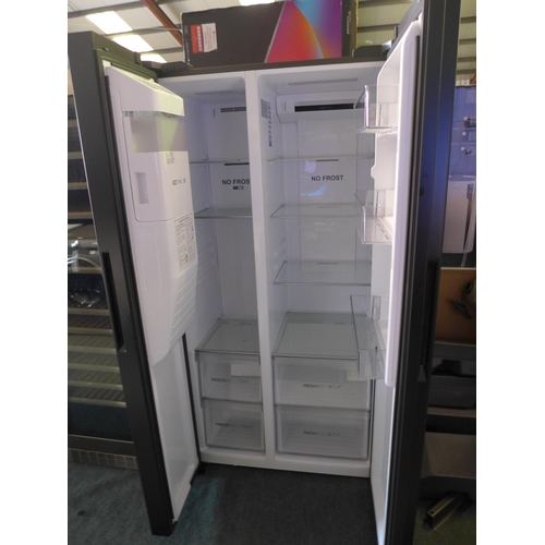 3030 - Haier Black 2 Door Side By Side American Style Fridge Freezer (Model: HSOBPIF9183), Original RRP £58... 