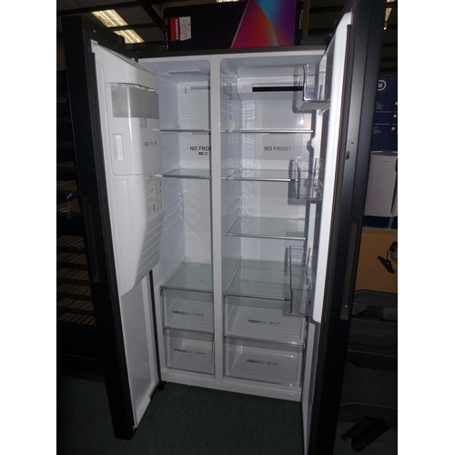 3030 - Haier Black 2 Door Side By Side American Style Fridge Freezer (Model: HSOBPIF9183), Original RRP £58... 