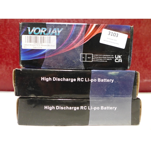 3103 - Six Vorjay 5200MAH high discharge RC Li-Po batteries