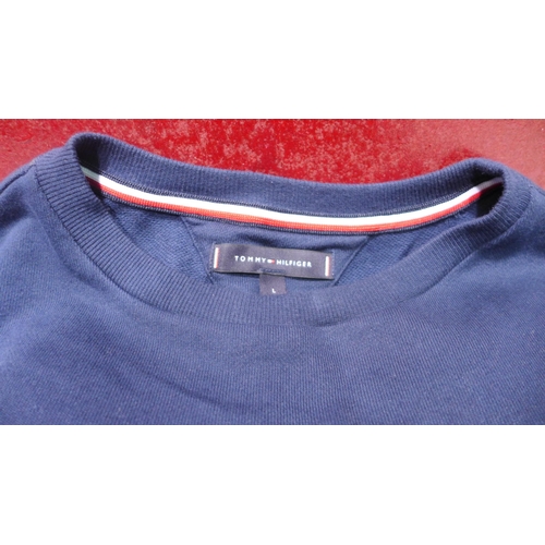 3135 - 3 Tommy Hilfiger Men's tops; Medium, Black T-shirt, XL Blue polo and L Navy sweater * this lot is su... 