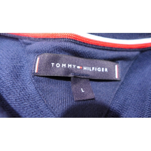 3135 - 3 Tommy Hilfiger Men's tops; Medium, Black T-shirt, XL Blue polo and L Navy sweater * this lot is su... 