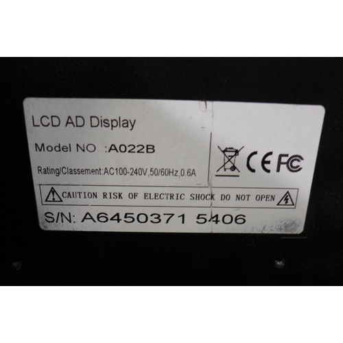 3141 - LCD AD display monitor (A022B) * this lot is subject to VAT