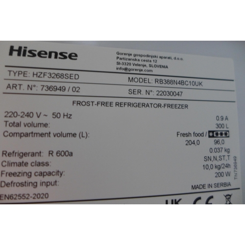 3281 - Hisense Stainless Steel Fridge Freezer - model: RB388N4BC10UK , Original RRP £374.99 + vat (271z-17)... 