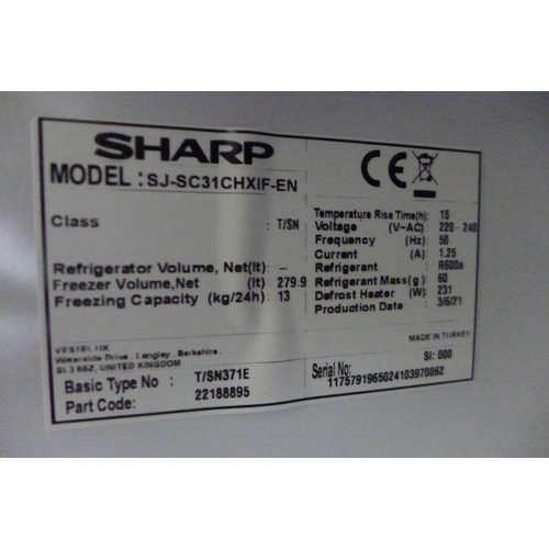 3305 - Sharp Inox 280L Freezer (Model: SJ-SC31CHYXIF), Original RRP £458.33 + vat (271z-45)  * This lot is ... 