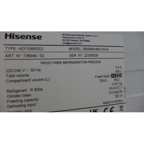 3308 - Hisense Stainless Steel Fridge Freezer - model: RB388N4BC10UK , Original RRP £374.99 + vat (271z-18)... 