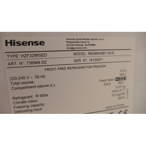 3328 - Hisense Stainless Steel Fridge Freezer - model: RB388N4BC10UK, Original RRP £374.99 + vat (271z-19) ... 