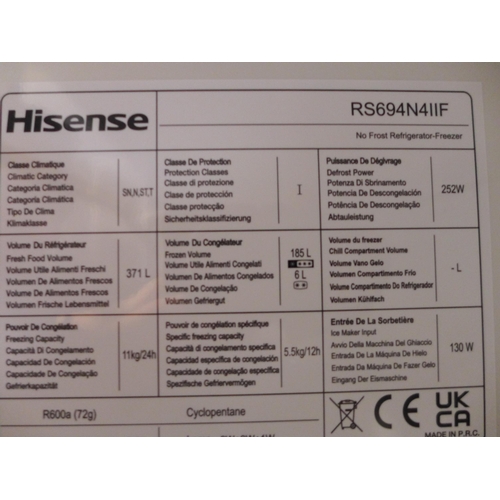 3330 - Hisense Stainless Steel Side By Side Fridge Freezer - model: RS694N4IIF, Original RRP £666.66 + vat ... 