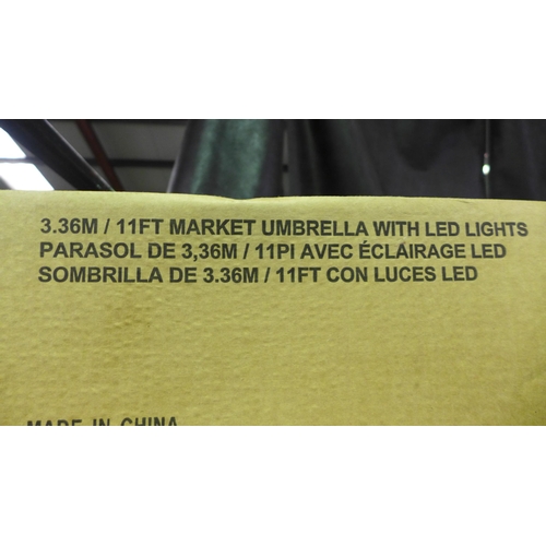 3344 - 11Ft LED Market Umbrella, Shale, Original RRP £208.33 + vat  (275Z-4)    * This lot is subject to va... 